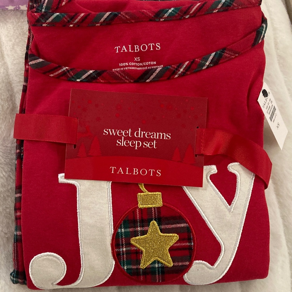 Talbots Festive Red Joy Sleepwear Set NWT XS